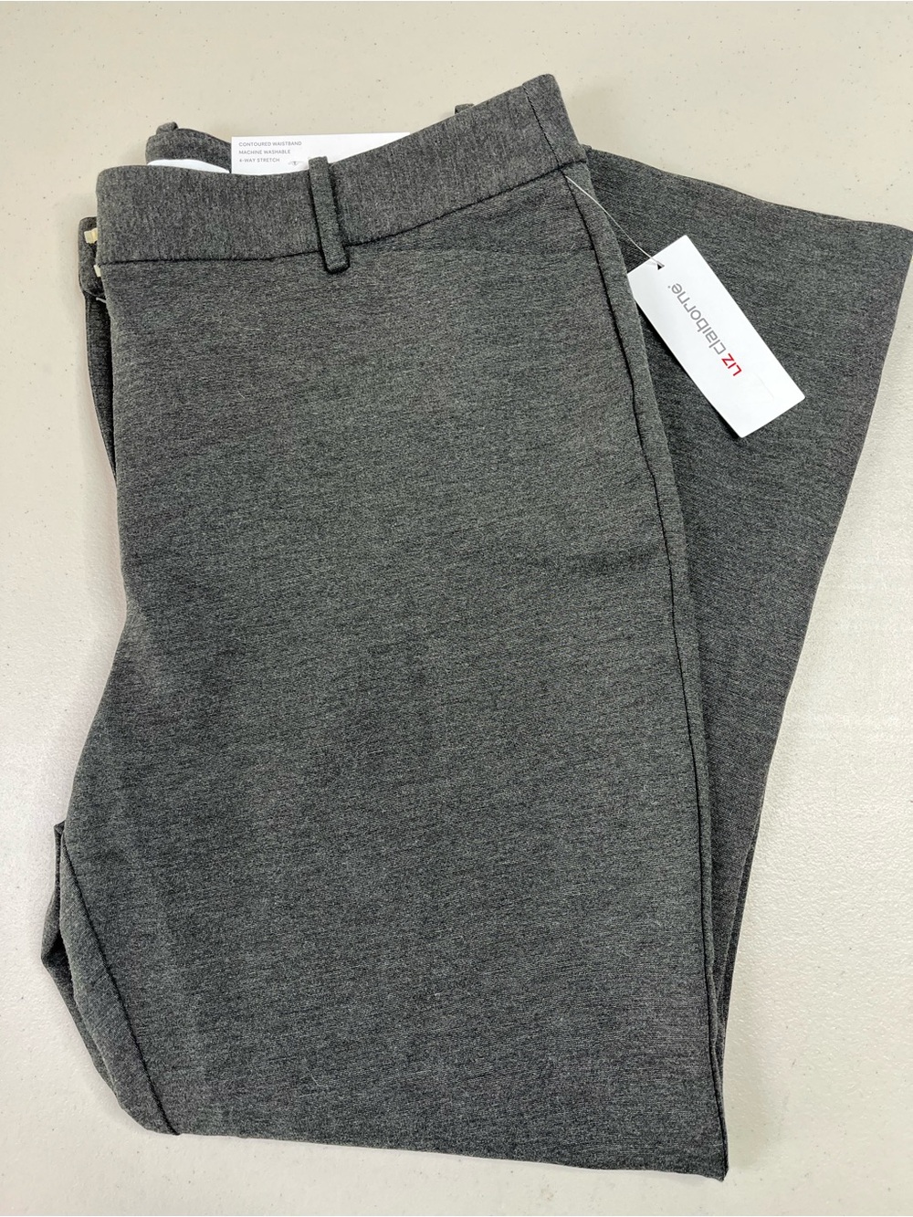 Liz Claiborne Charcoal Grey Anke Length mid rise Dress Pants, Size 12, NWT